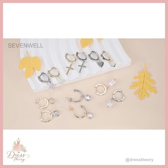 Sterling Silver Dangle Huggie Earrings with CZ and Pearl Accents - Picture 8 of 8